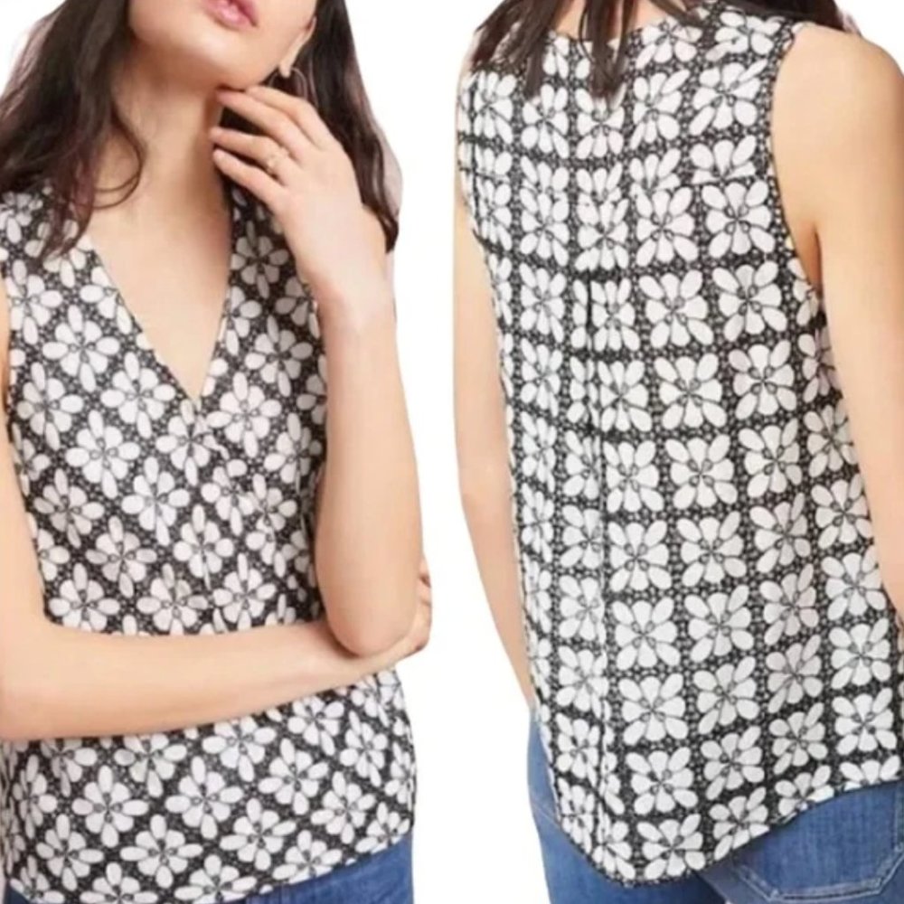 MAEVE CORALIE BLACK & WHITE WRAP EYELET TOP SIZE 4.